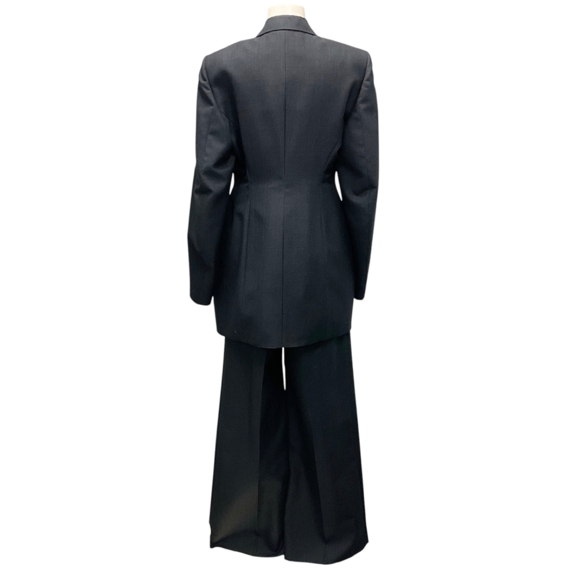 Alaia Dark Grey Checked Tailored Blazer and Pants Suit Set