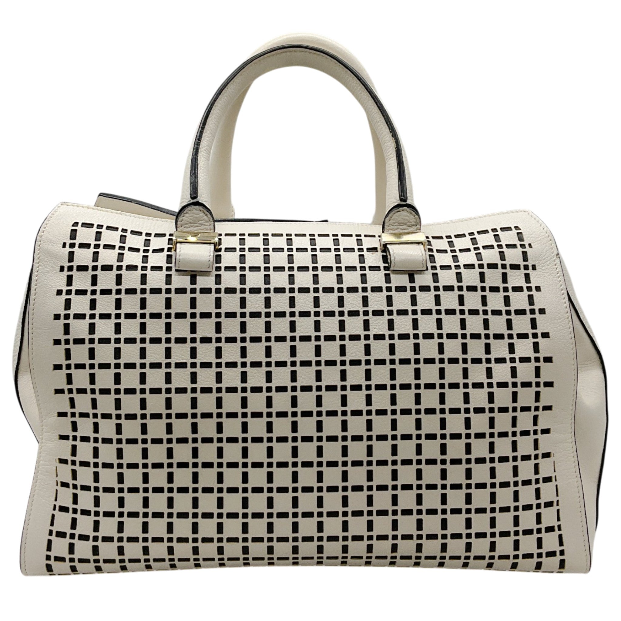 Victoria Beckham White Leather Quincy Laser Cut Satchel