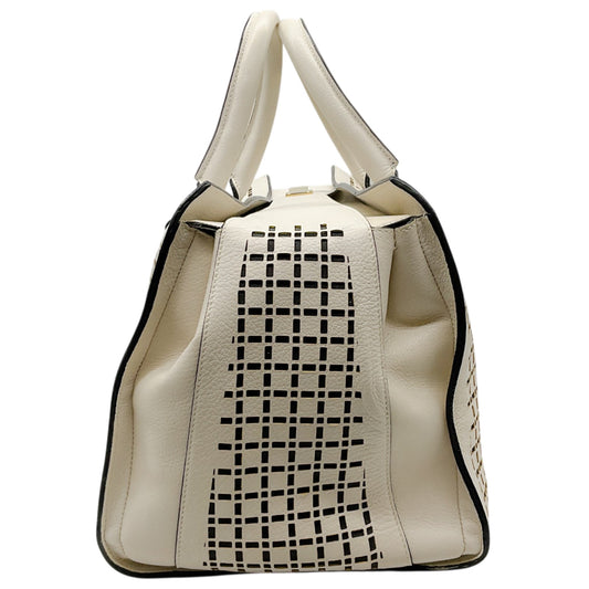 Victoria Beckham White Leather Quincy Laser Cut Satchel