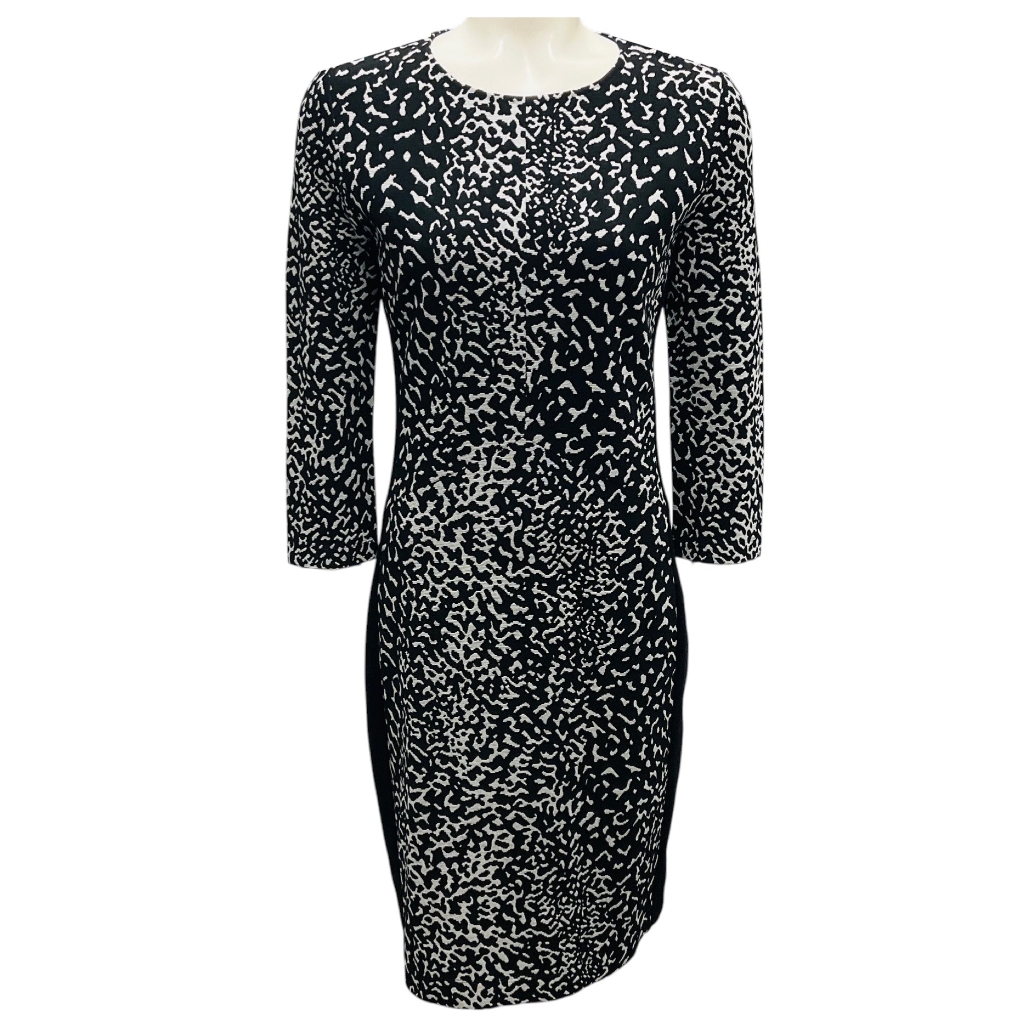 Narciso Rodriguez Black / White Fitted Stretch Knit Dress