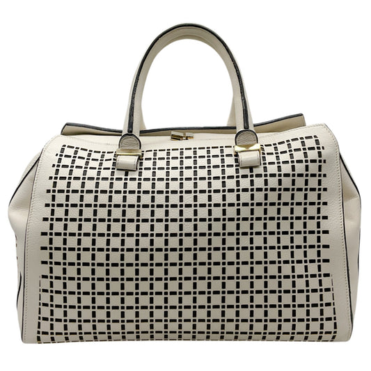 Victoria Beckham White Leather Quincy Laser Cut Satchel
