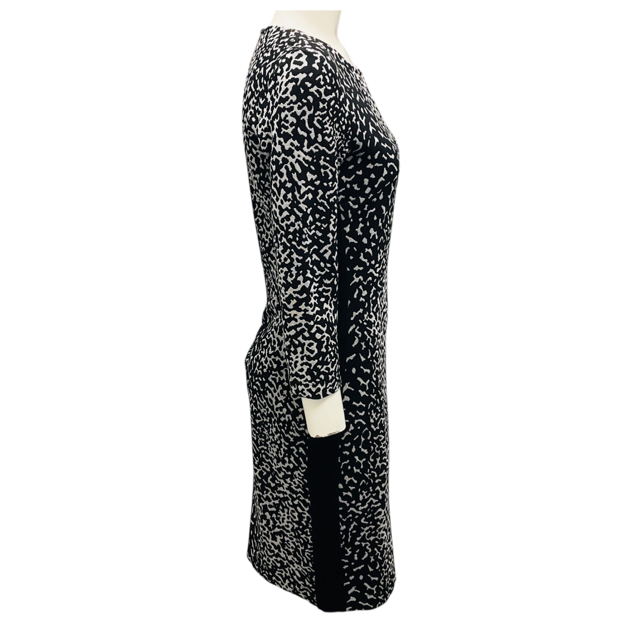 Narciso Rodriguez Black / White Fitted Stretch Knit Dress