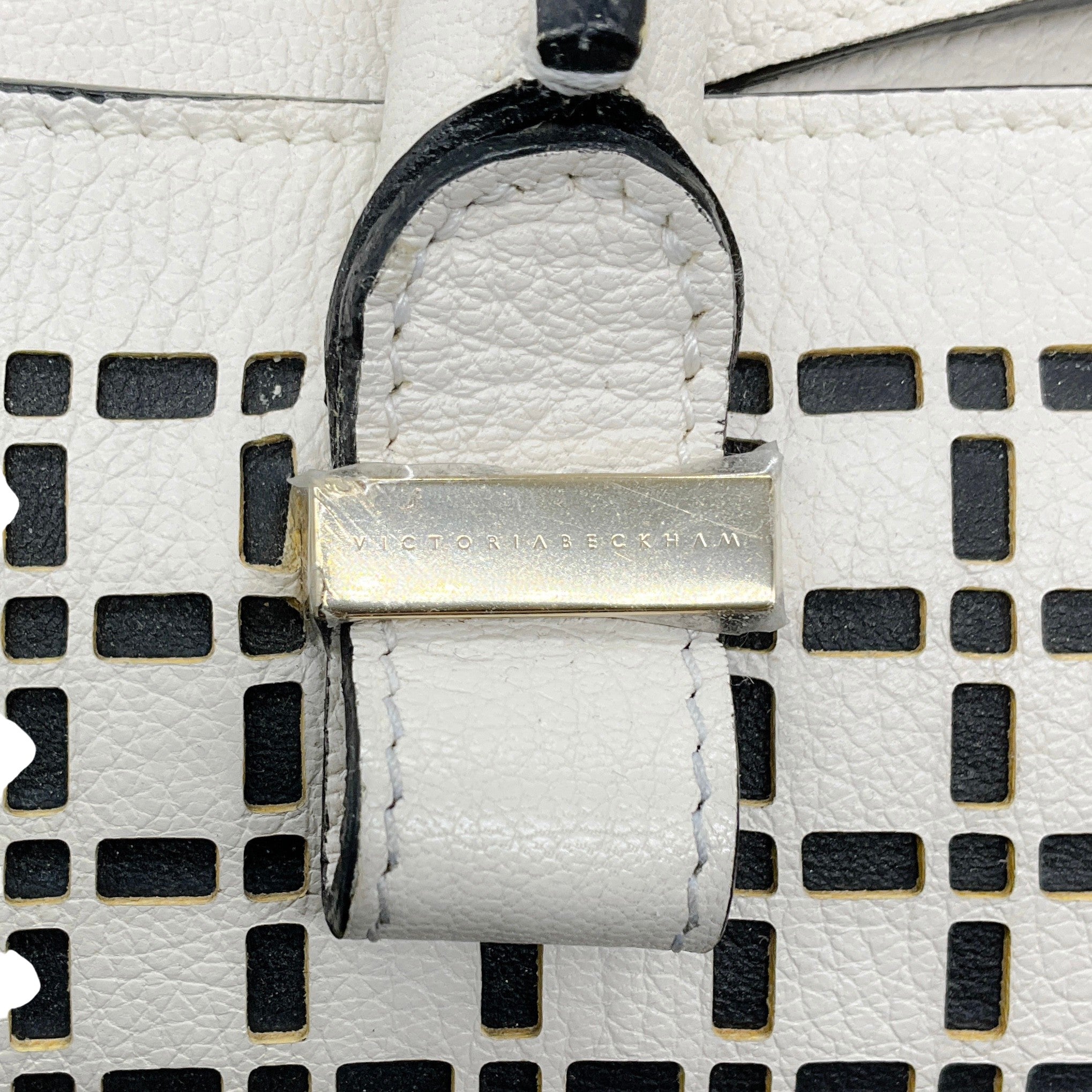 Victoria Beckham White Leather Quincy Laser Cut Satchel