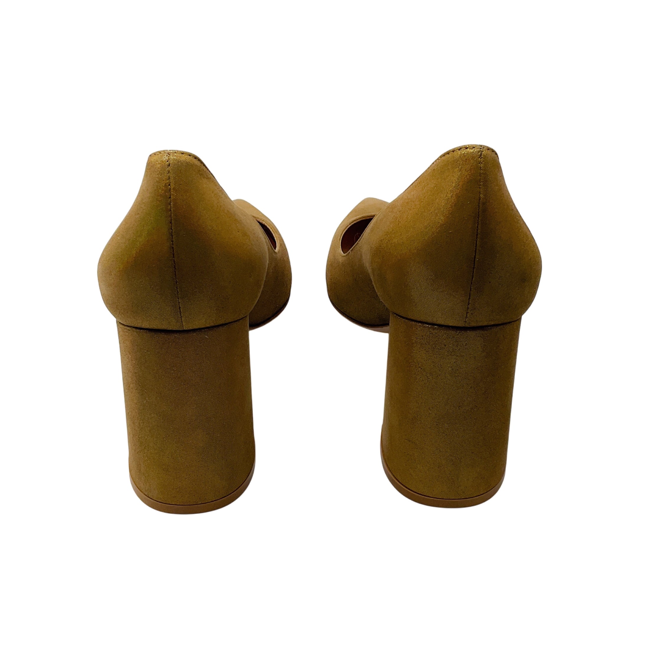 Gianvito Rossi Gold Metallic Chunky Heel Pumps