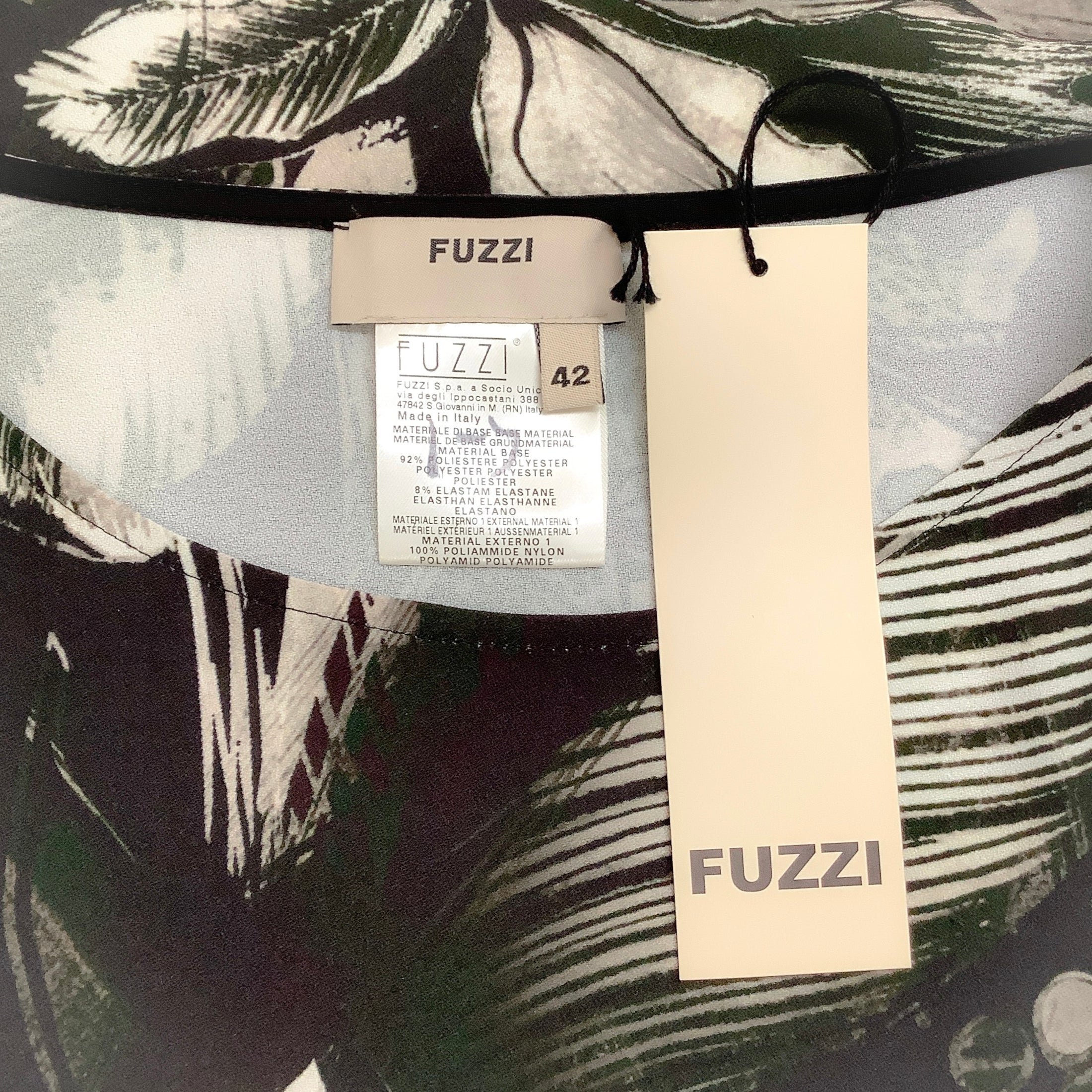 Fuzzi Black / Tan Print Top with Tie Waist
