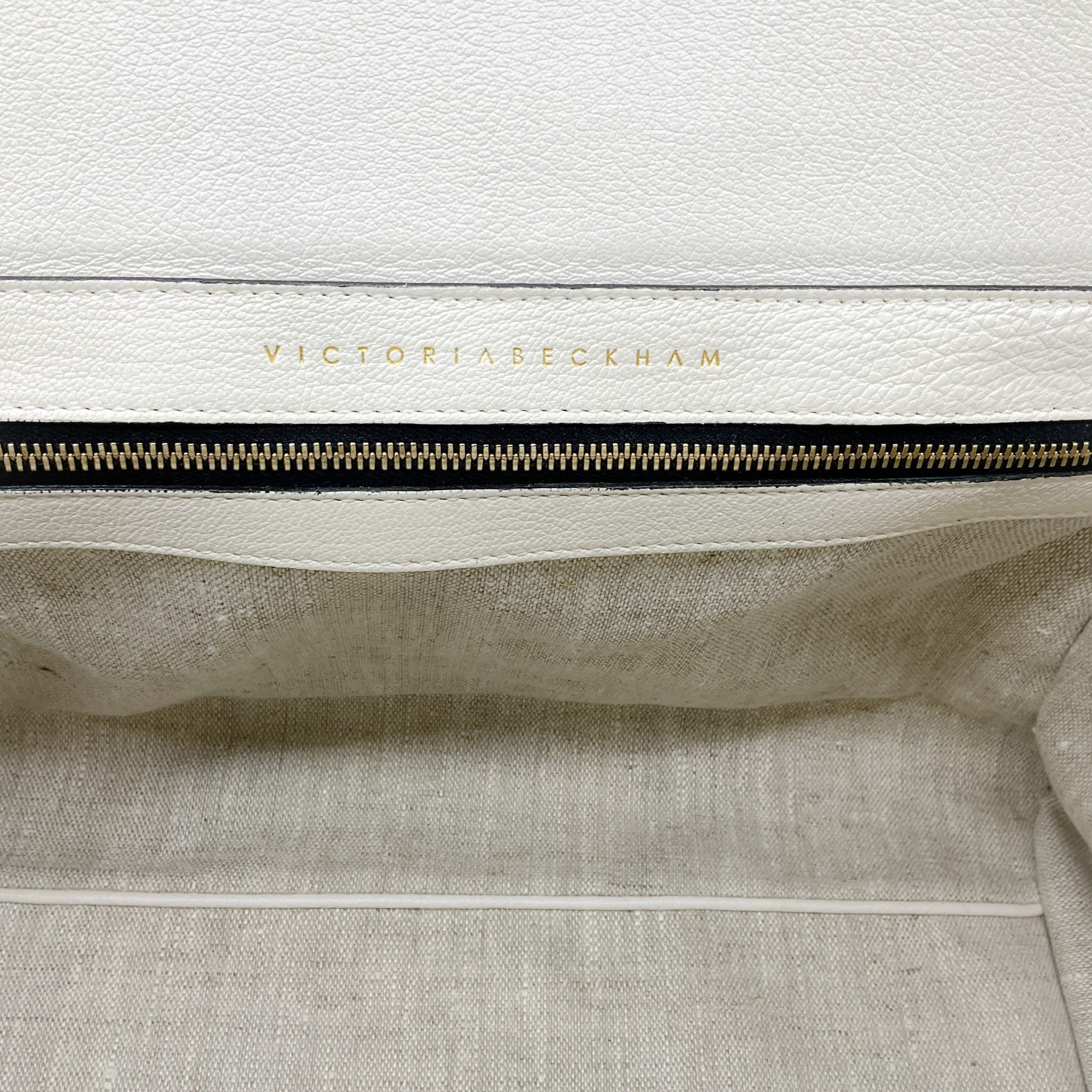 Victoria Beckham White Leather Quincy Laser Cut Satchel