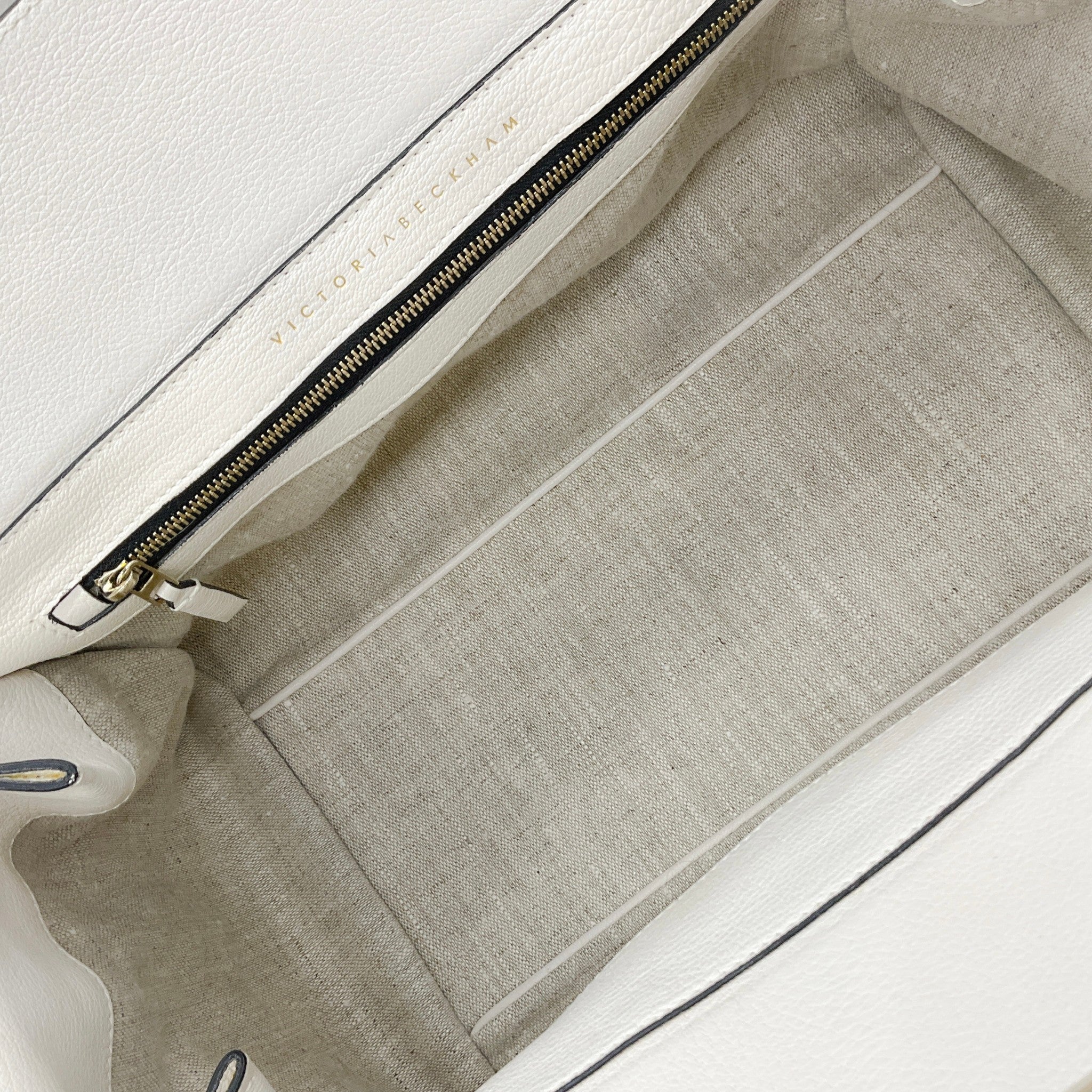 Victoria Beckham White Leather Quincy Laser Cut Satchel