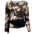 Load image into Gallery viewer, Fuzzi Black / Tan Print Top with Tie Waist
