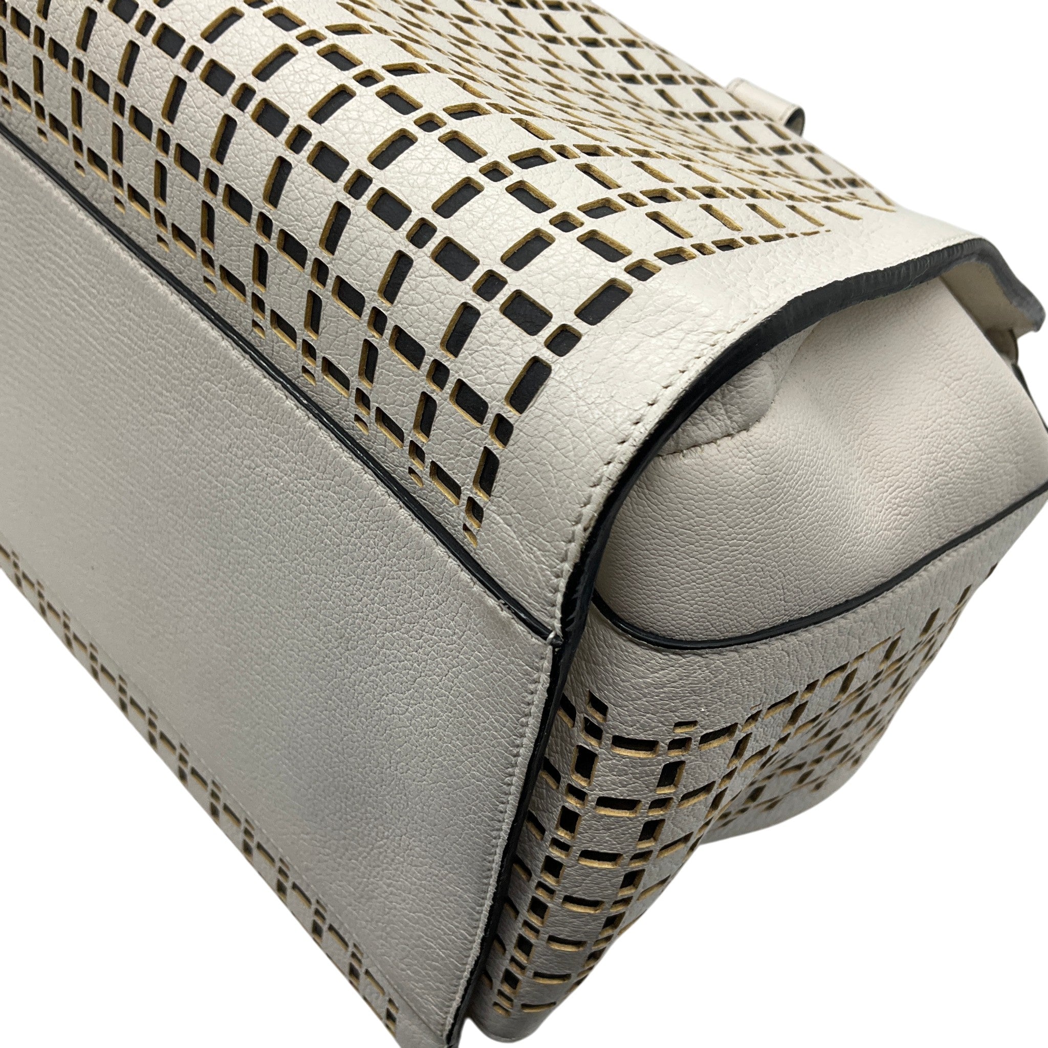 Victoria Beckham White Leather Quincy Laser Cut Satchel