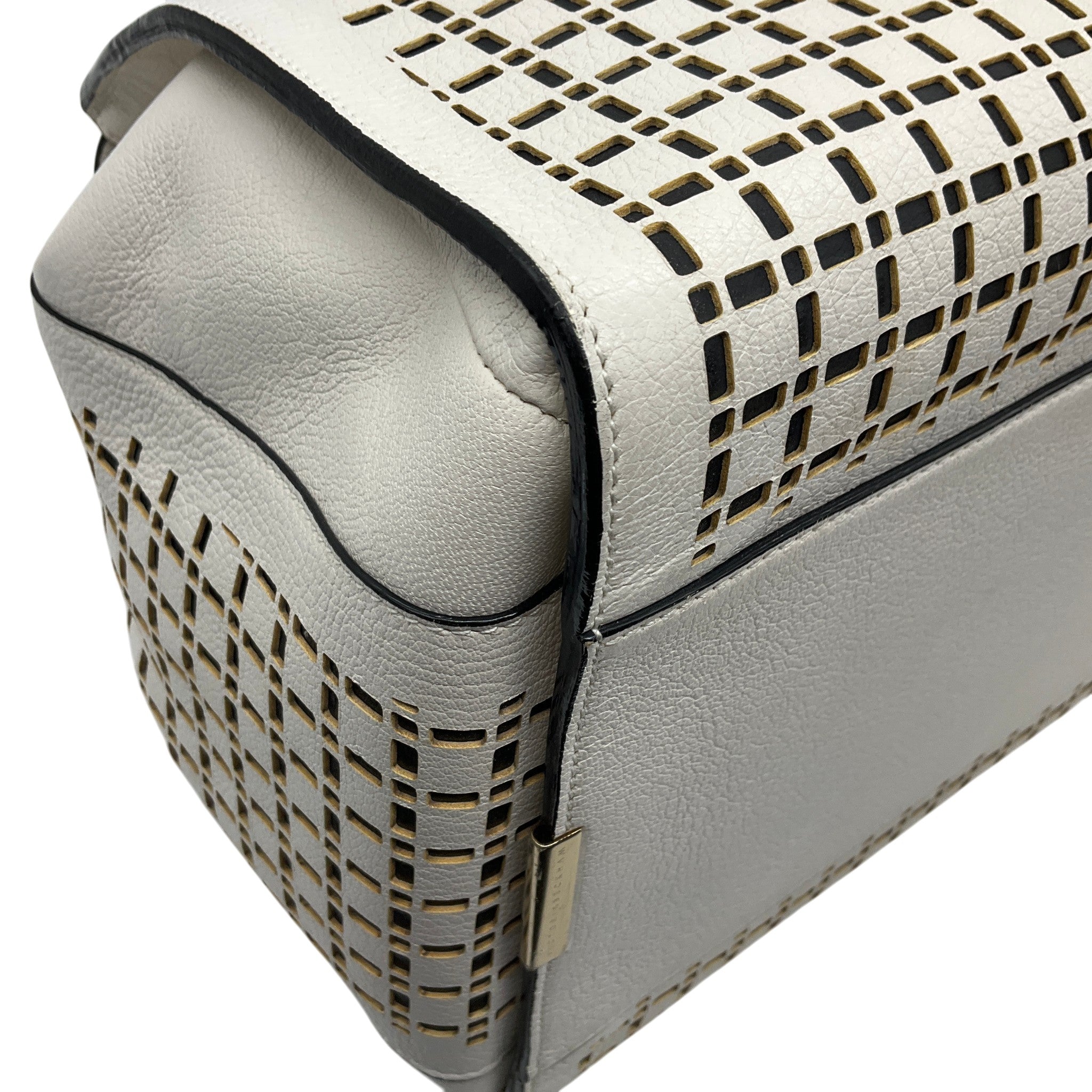 Victoria Beckham White Leather Quincy Laser Cut Satchel