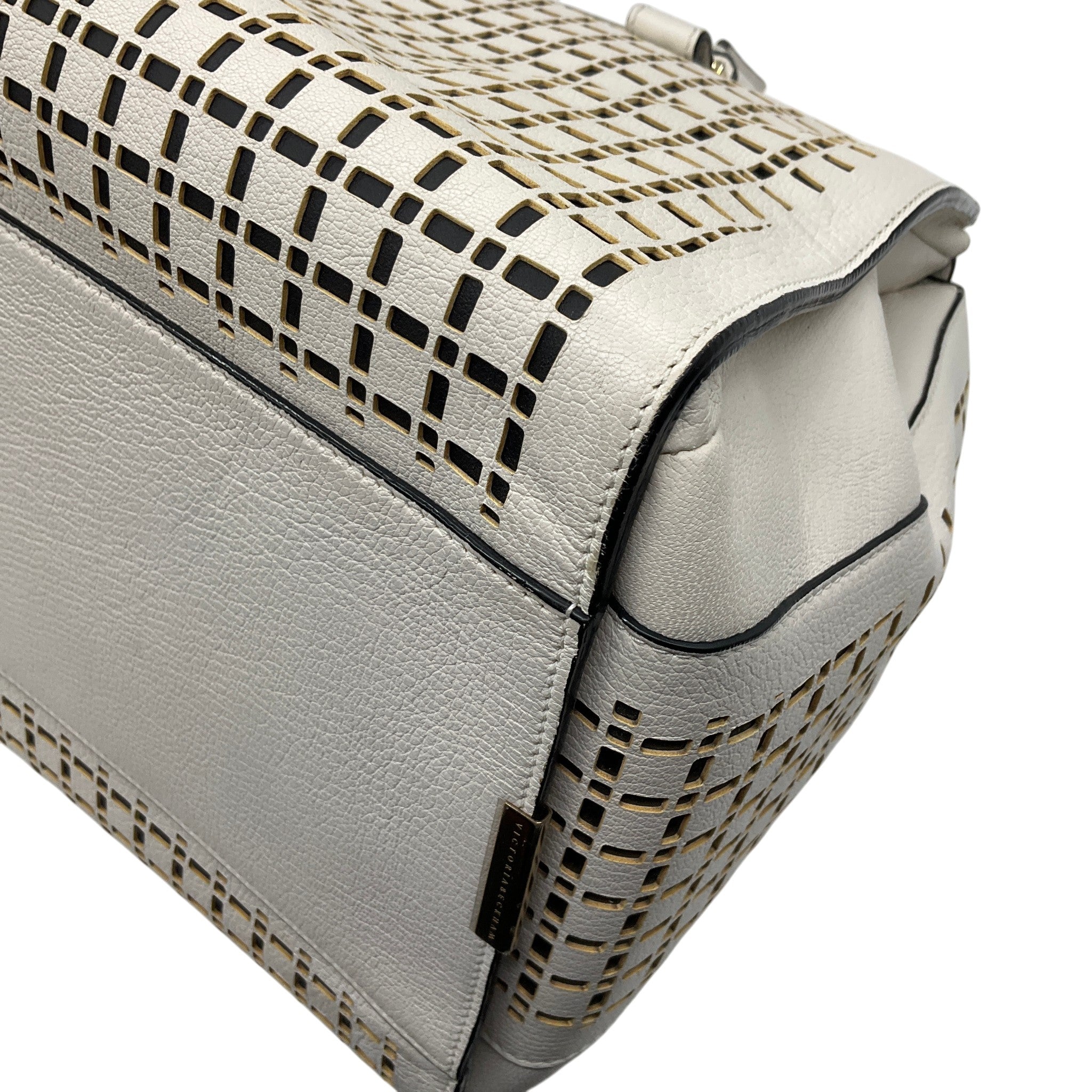 Victoria Beckham White Leather Quincy Laser Cut Satchel
