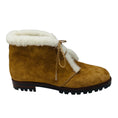 Load image into Gallery viewer, Manolo Blahnik Tan / Ivory Shearling Lined Suede Ankle Boots with Lug Soles
