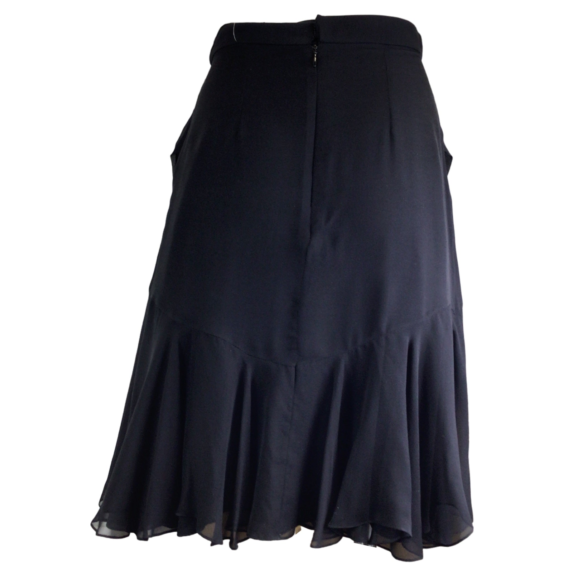 Prabal Gurung Black Silk Chiffon Skirt
