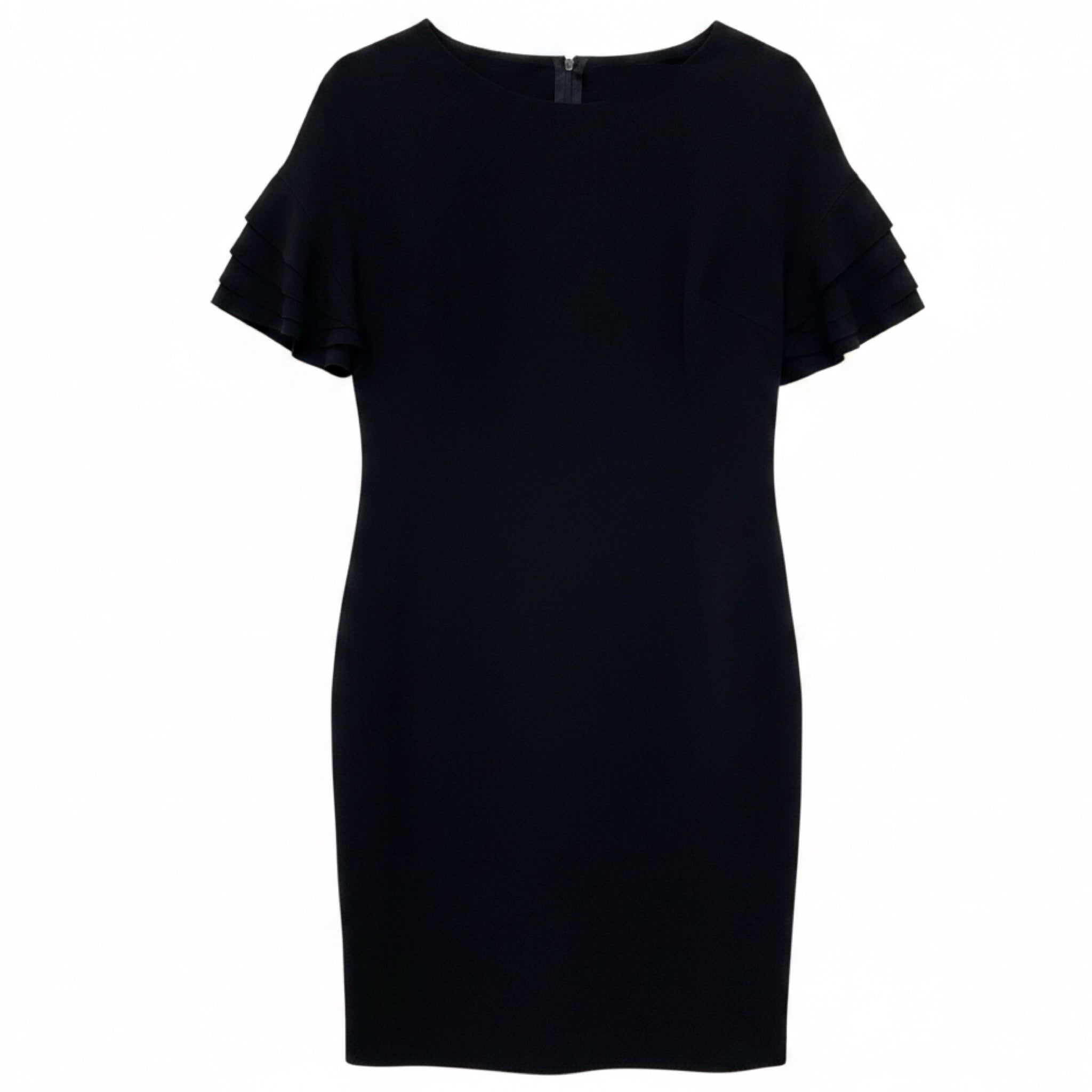 Akris Punto Black Ruffle Sleeve Midi Dress