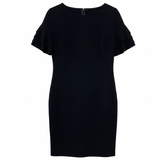 Akris Punto Black Ruffle Sleeve Midi Dress