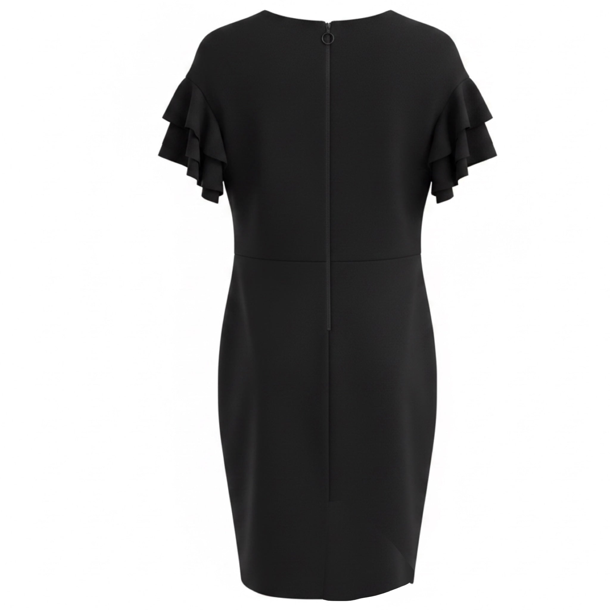 Akris Punto Black Ruffle Sleeve Midi Dress