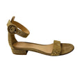 Load image into Gallery viewer, Gianvito Rossi Beige / Gold Studded Suede Ankle Strap Flat Sandals
