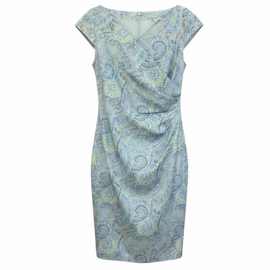 Max Mara Light Blue Paisley Printed Cap Sleeved Cotton Dress
