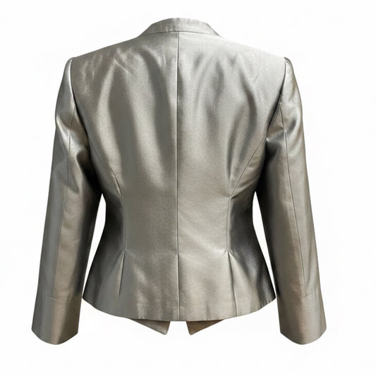 Giorgio Armani Silver Metallic Silk Blazer Jacket