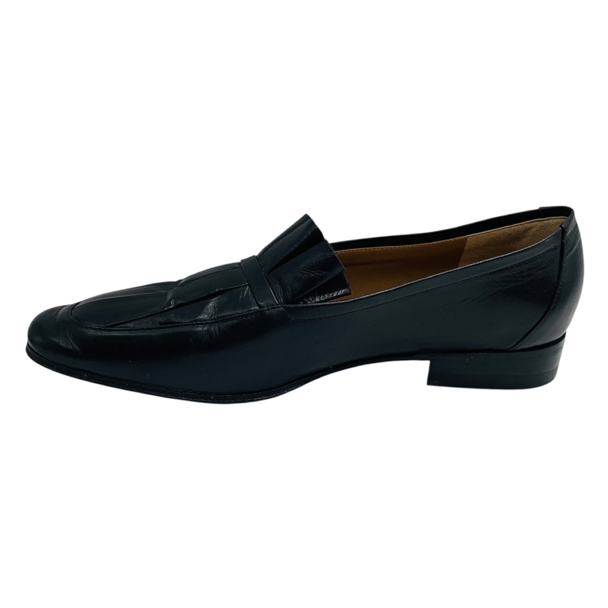The Row Black Adam Pleated Leather Loafers / Flats