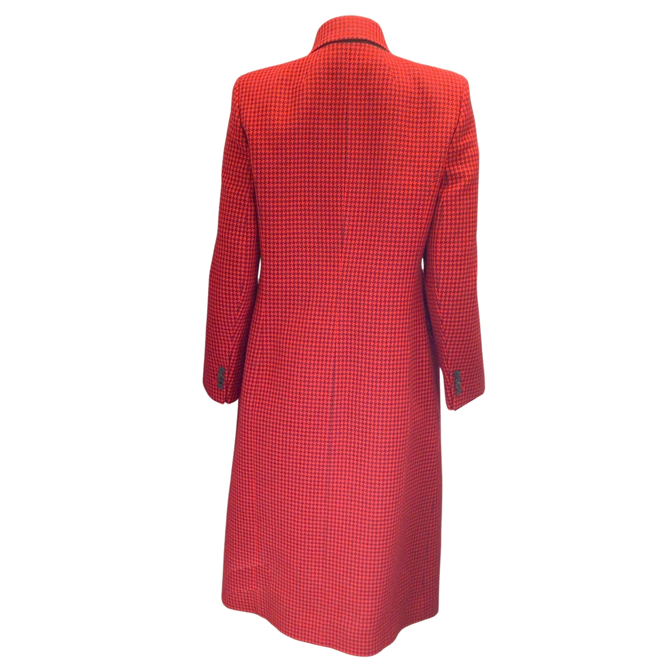 Balenciaga Red 2019 Double Breasted Houndstooth Hourglass Wool Coat