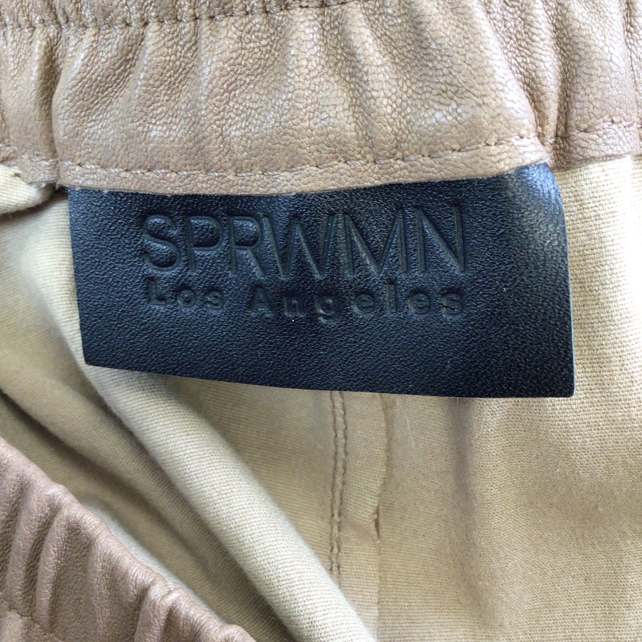 SPRWMN Tan Leather Cargo Pants