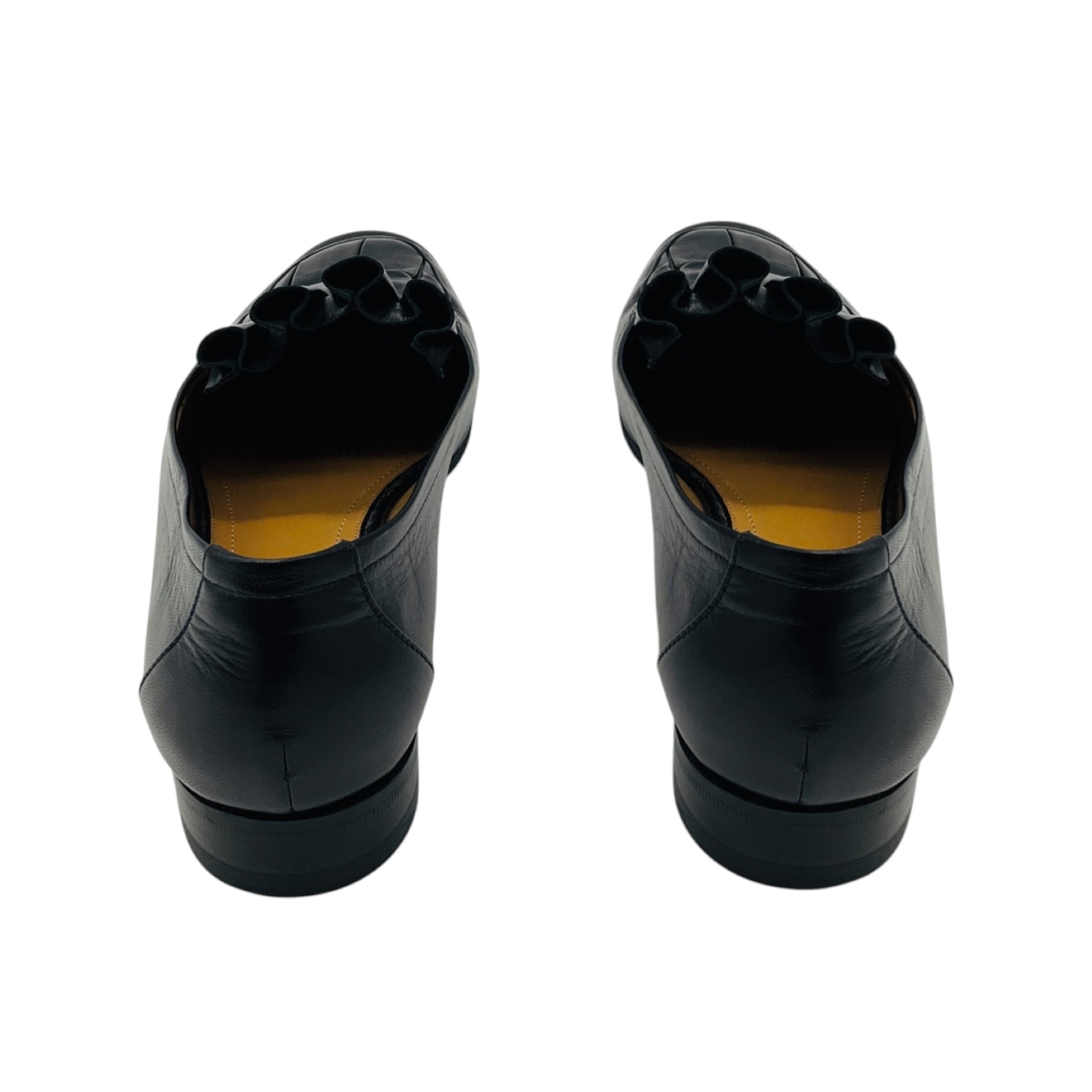 The Row Black Adam Pleated Leather Loafers / Flats