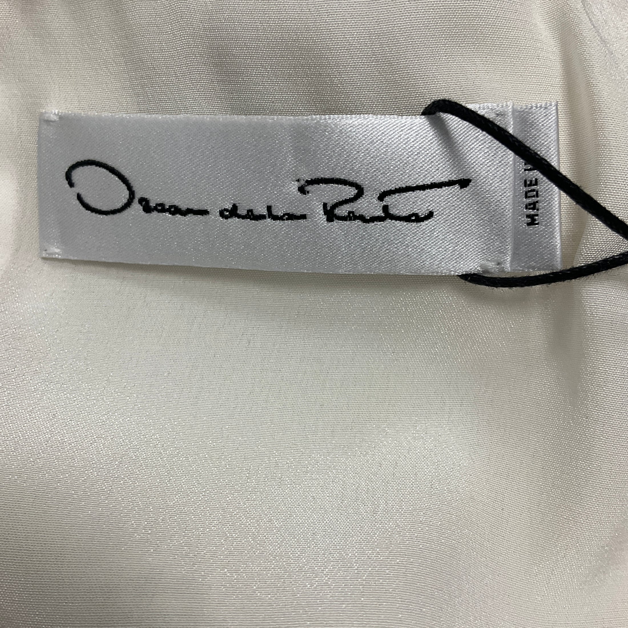 Oscar de la Renta White Gardenia Embroidered Tweed Dress