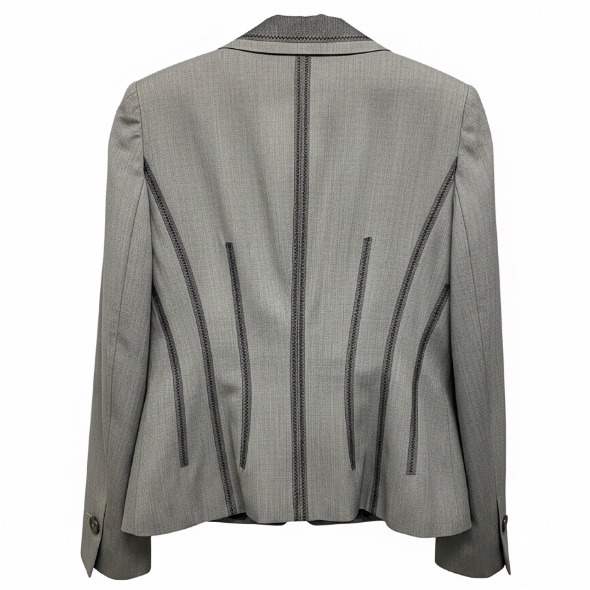 Escada Grey Three Button Wool Blazer Jacket