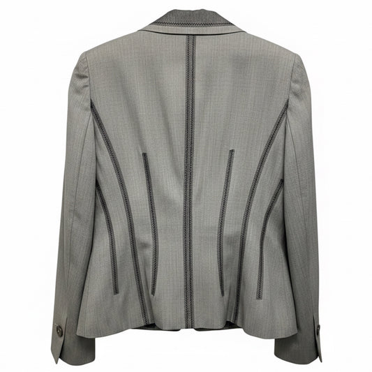 Escada Grey Three Button Wool Blazer Jacket