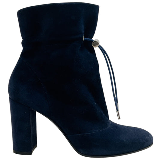 Gianvito Rossi Navy Blue Suede Maeve Ankle Boots