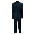 Load image into Gallery viewer, Pallas Navy Blue / Black Satin Trimmed Wool Crepe Jacket and Pants Suit Set
