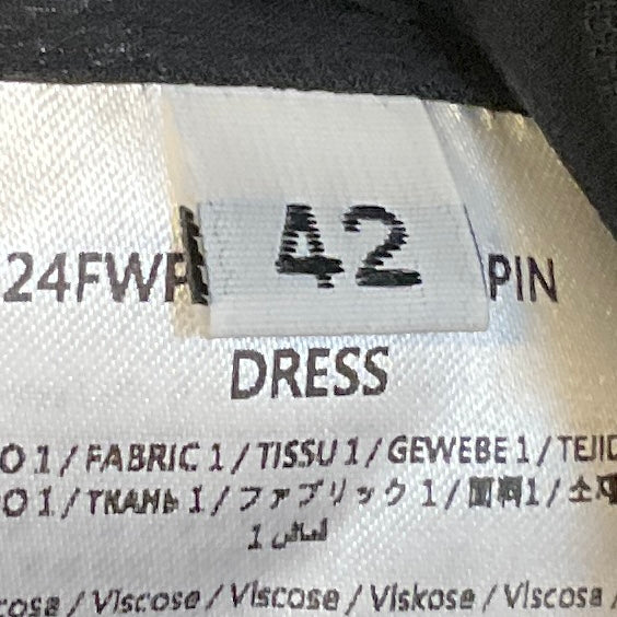 Giambattista Valli Black / Ivory Satin Bow Waist Long Sleeved Crepe Dress with Crystal Embellished Button