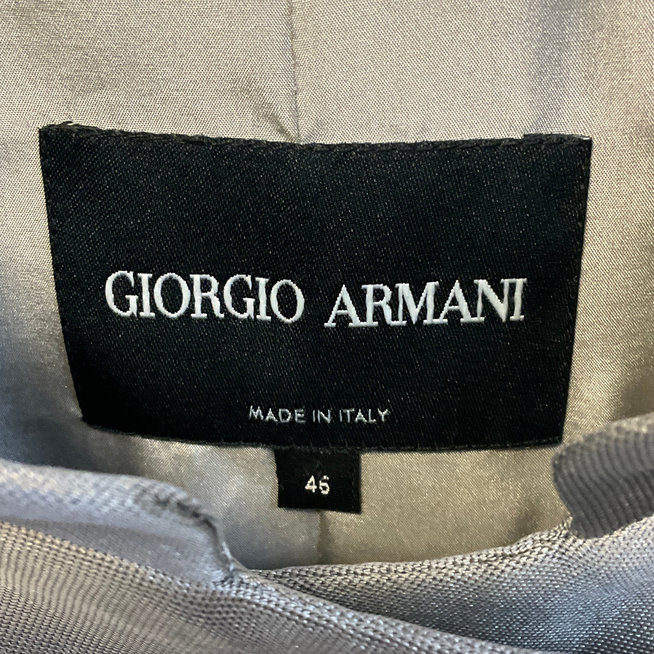 Giorgio Armani Silver Metallic Silk Blazer Jacket