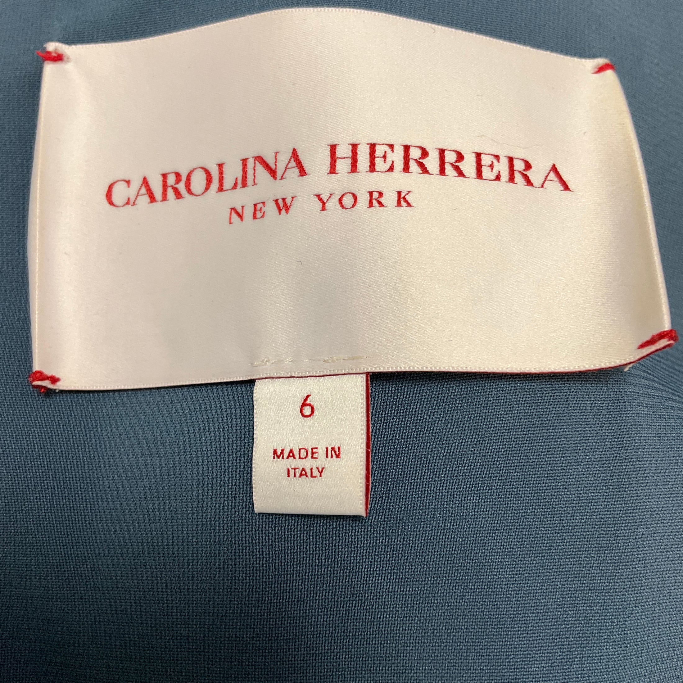 Carolina Herrera Navy Blue Long Sleeved Floral Jacquard Midi Dress