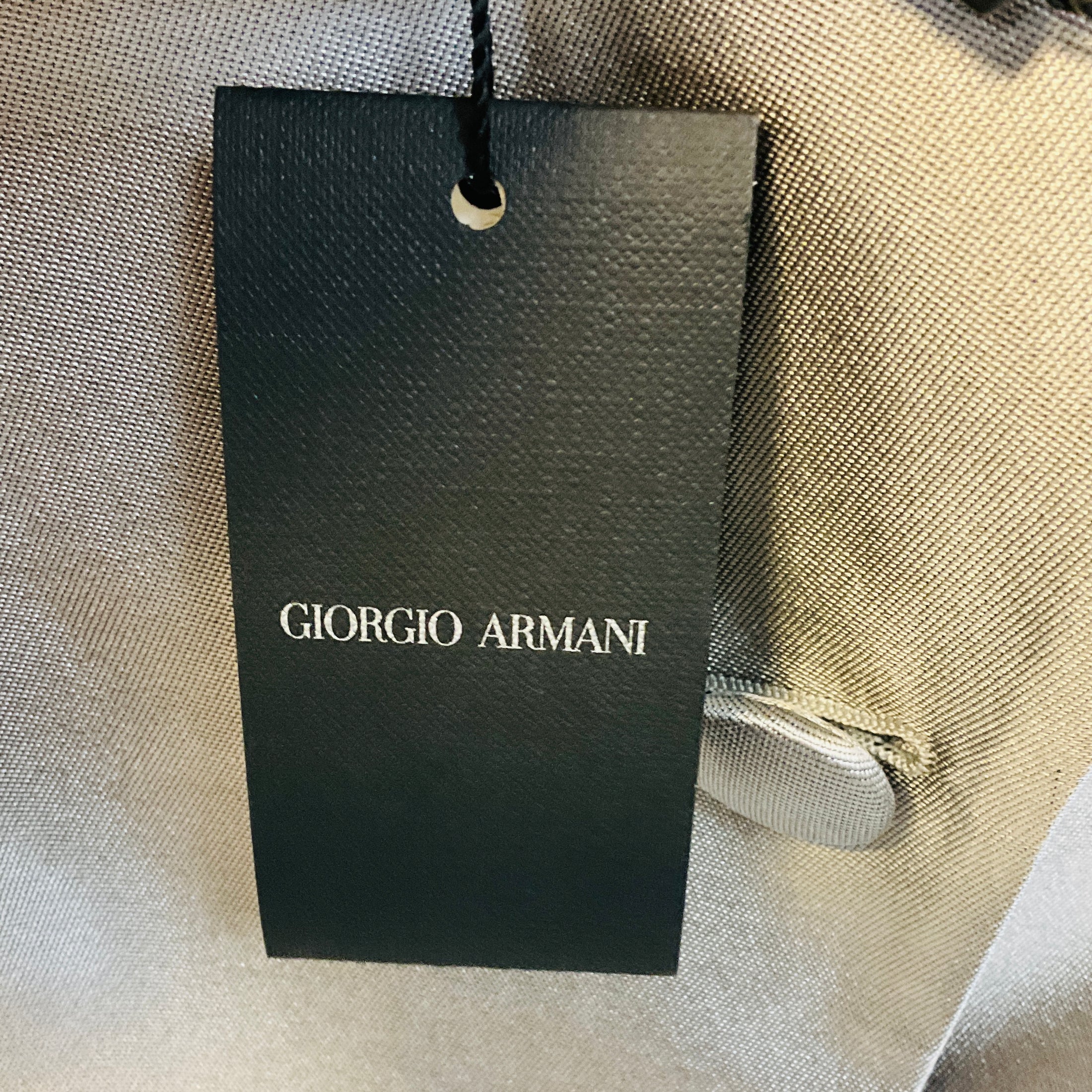 Giorgio Armani Silver Metallic Silk Blazer Jacket