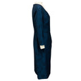 Load image into Gallery viewer, Carolina Herrera Navy Blue Long Sleeved Floral Jacquard Midi Dress
