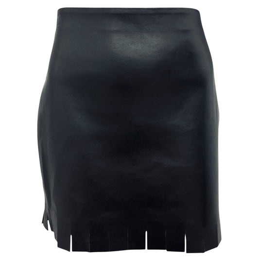 Nanushka Black Saige Fringed Regenerated Leather Mini Skirt