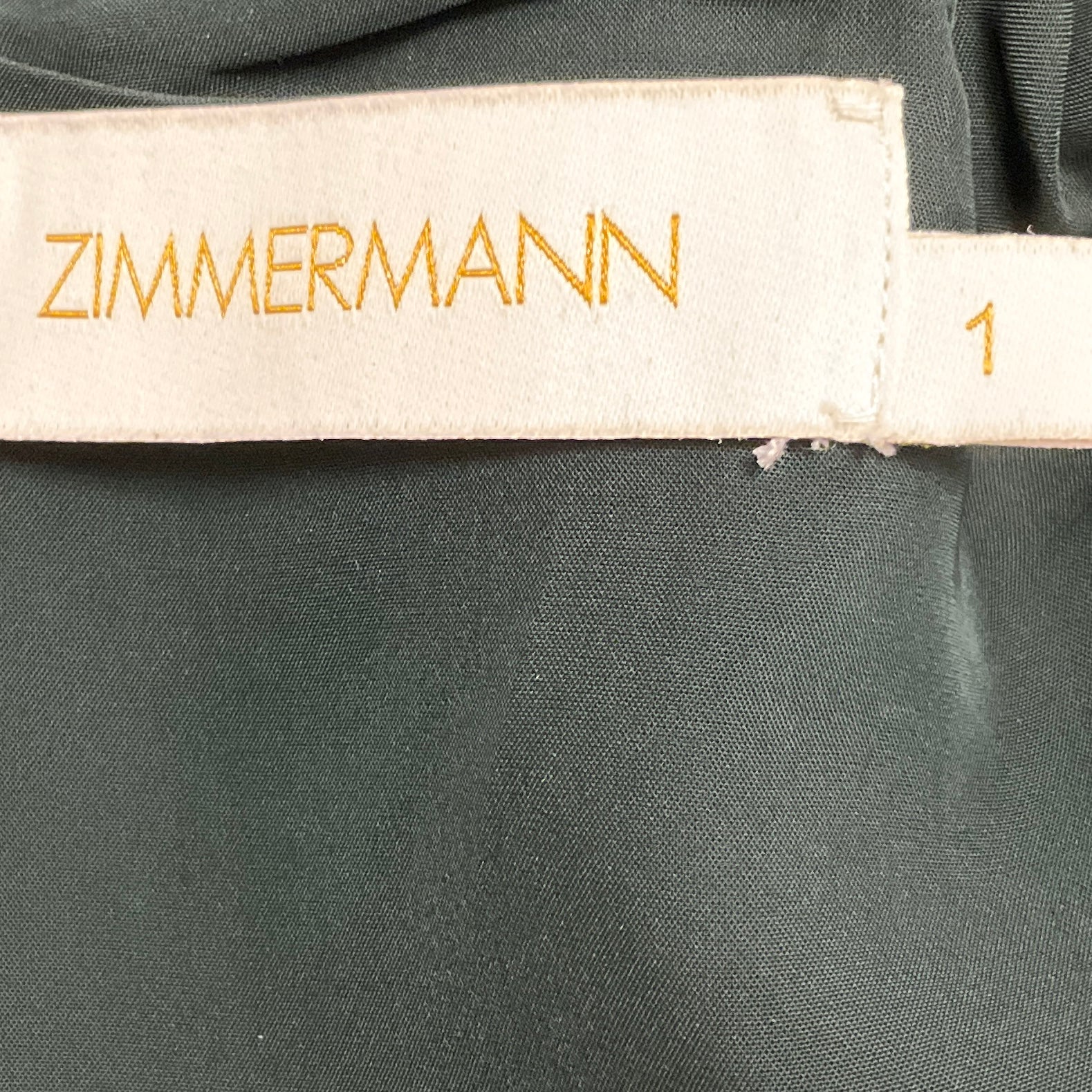 Zimmermann Dark Green Crepe Cutout Keyhole Long Sleeve Mini Dress