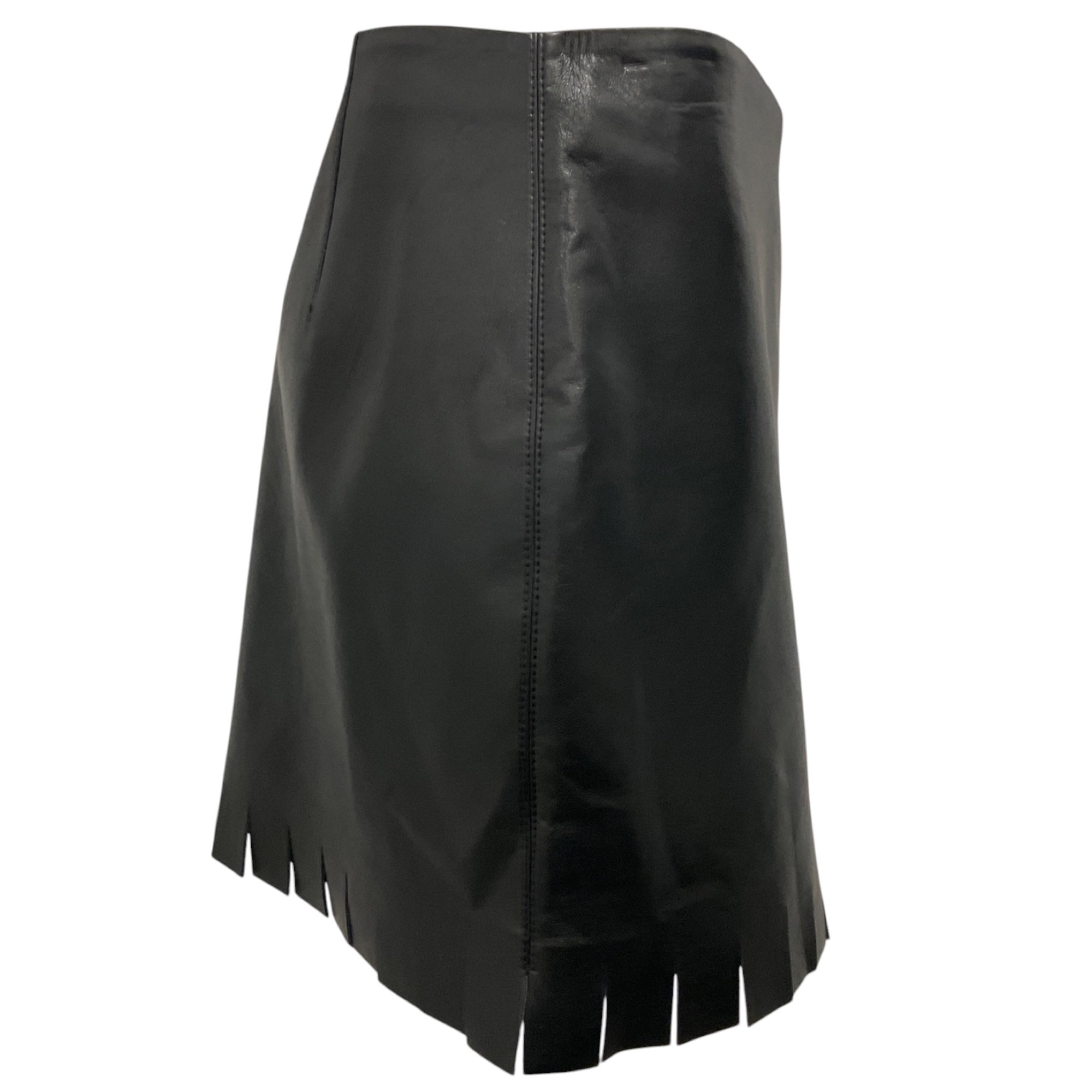 Nanushka Black Saige Fringed Regenerated Leather Mini Skirt