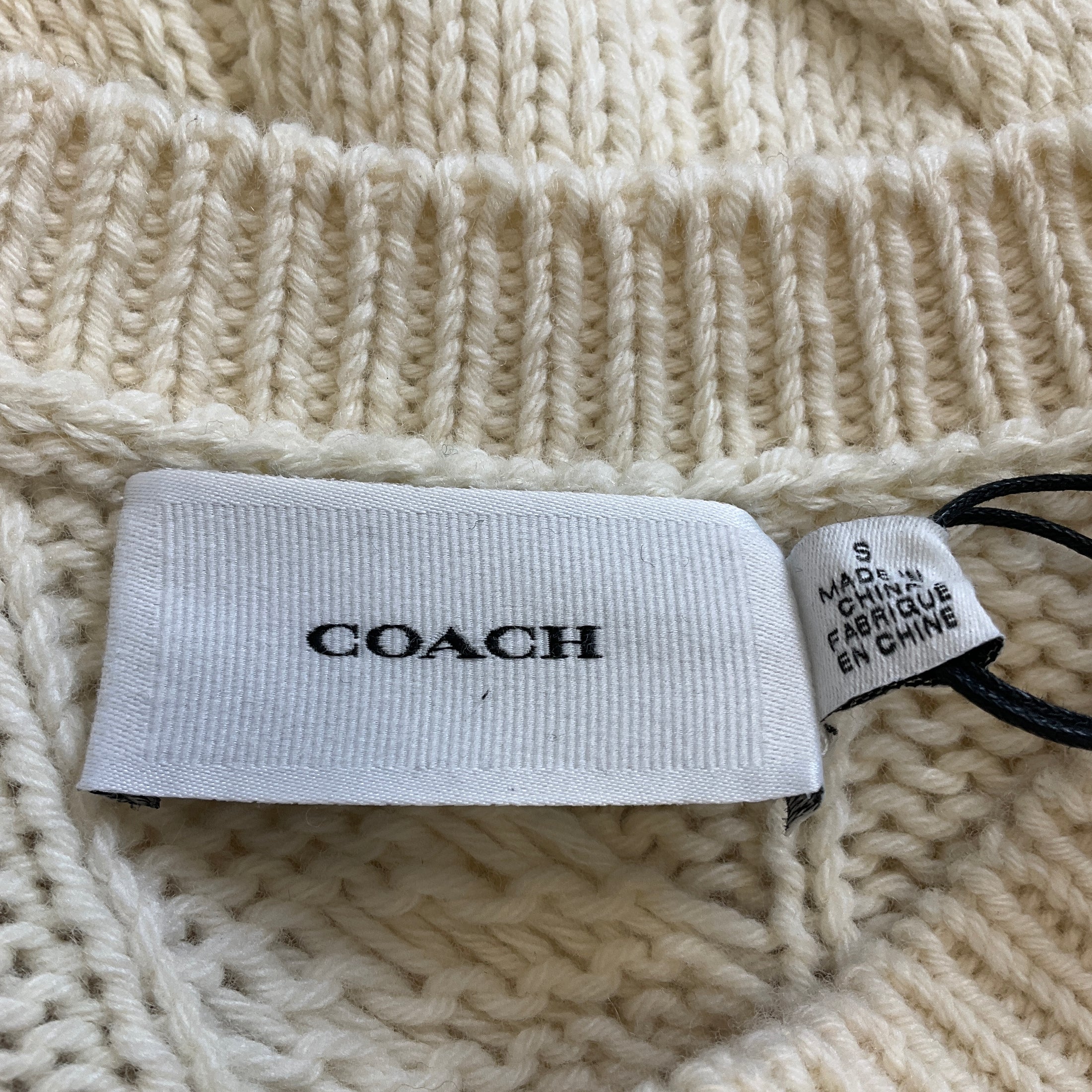 Coach Ivory Signature Sweater in Recycled Wool
