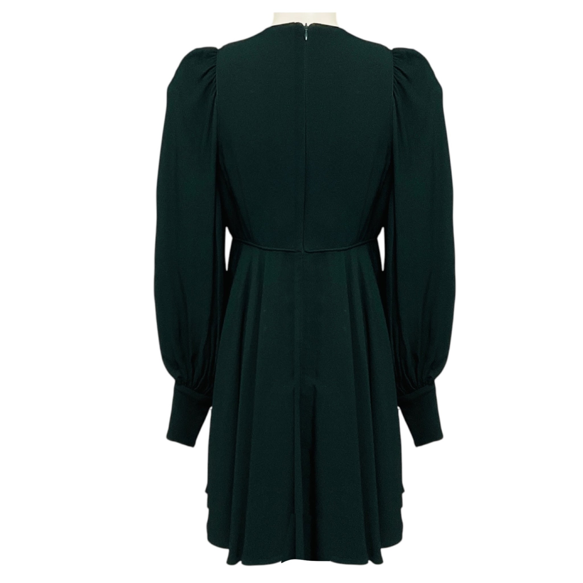 Zimmermann Dark Green Crepe Cutout Keyhole Long Sleeve Mini Dress