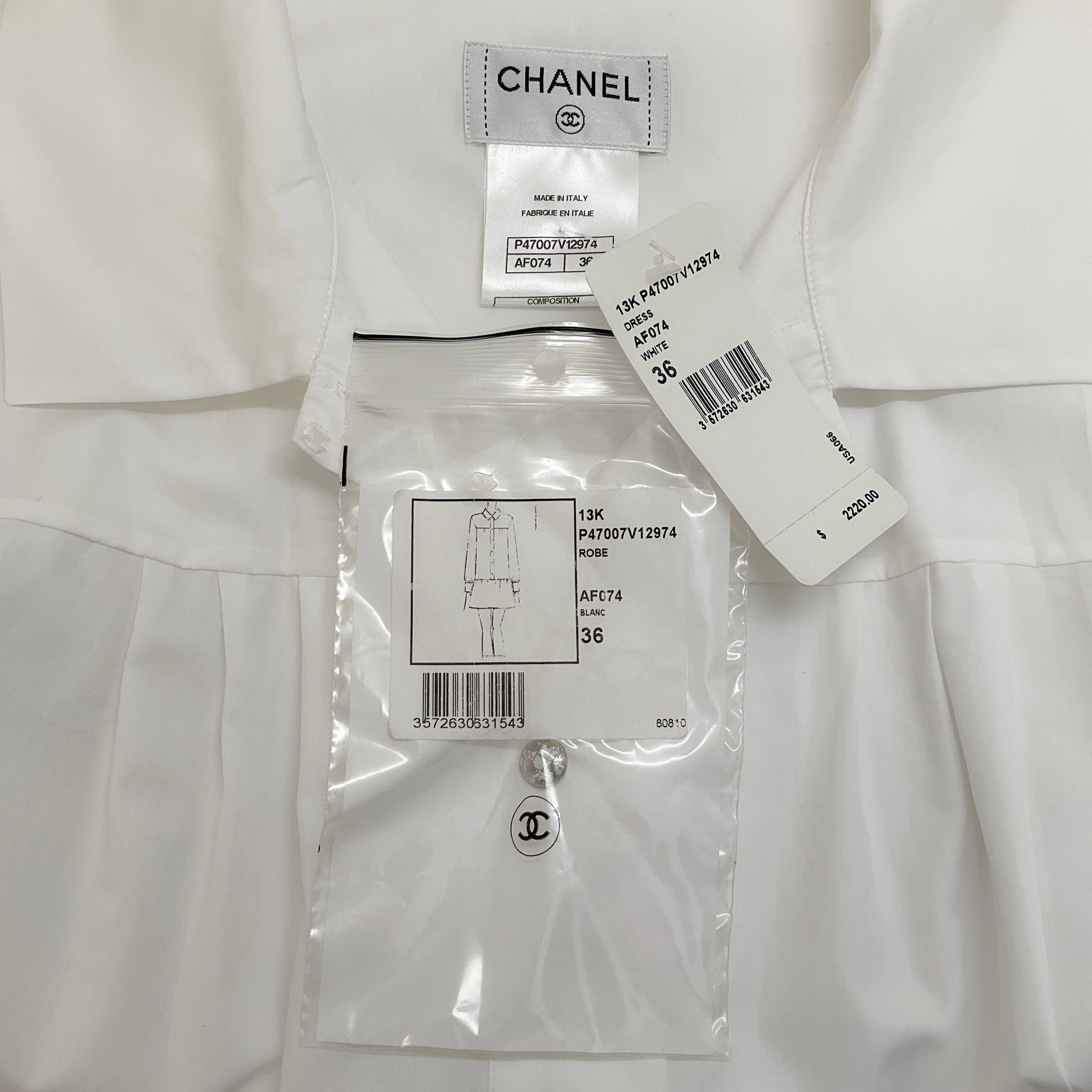 Chanel White Cotton Peplum Tunic
