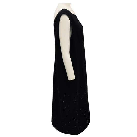 Dries Van Noten Black Bead and Sequin Embellished Sleeveless Crepe Midi Dress