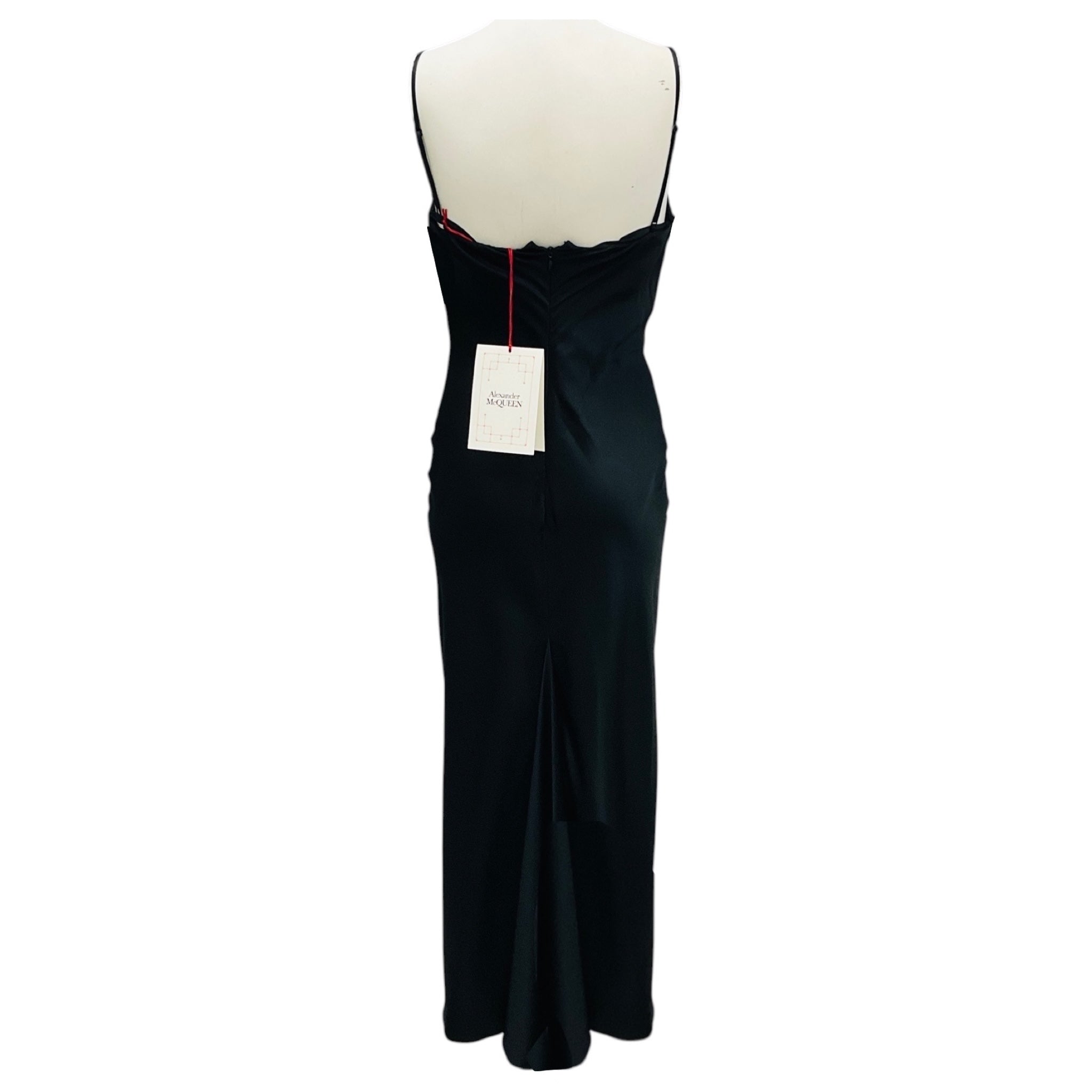 Alexander McQueen Black Silk Satin Slip Evening Dress