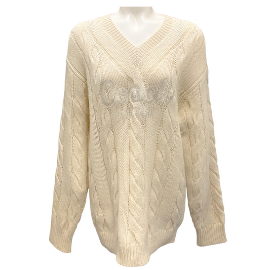 Coach Ivory Signature Sweater in Recycled Wool