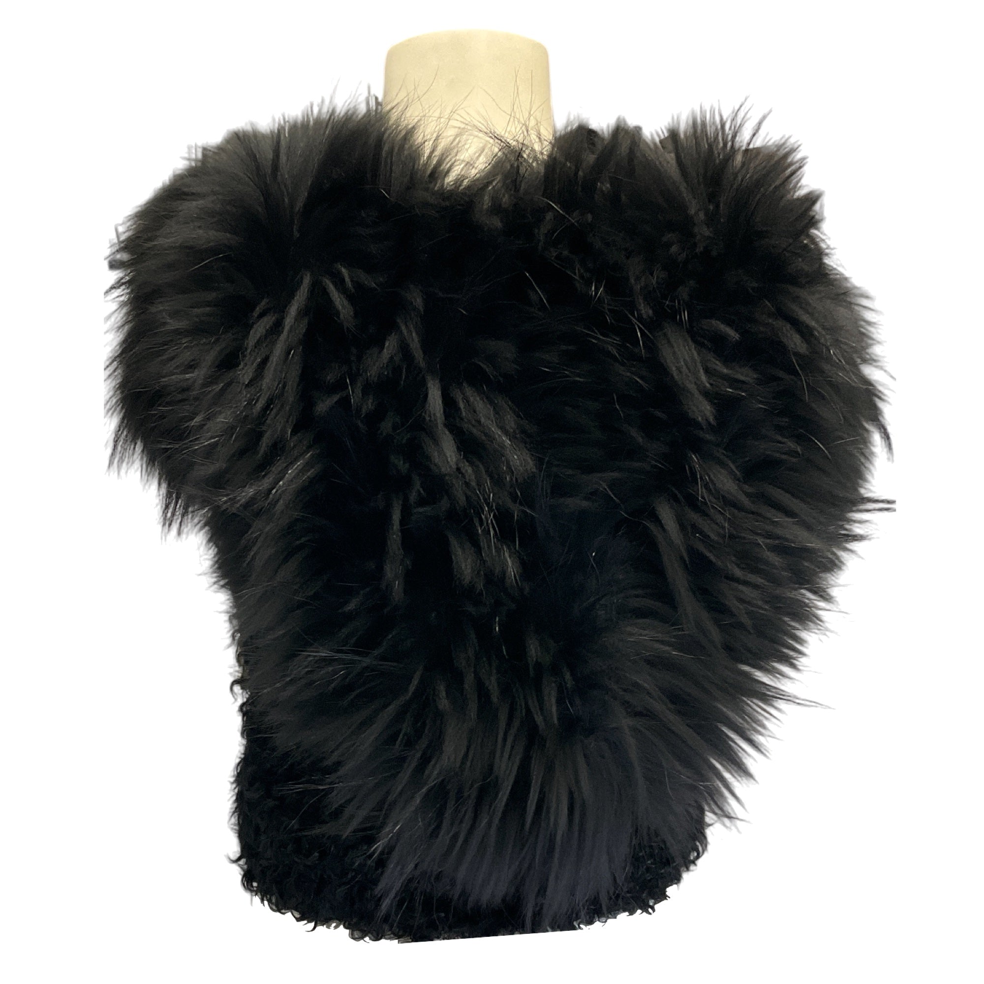 Yves Salomon Black Raccoon Fur and Lamb Fur Vest