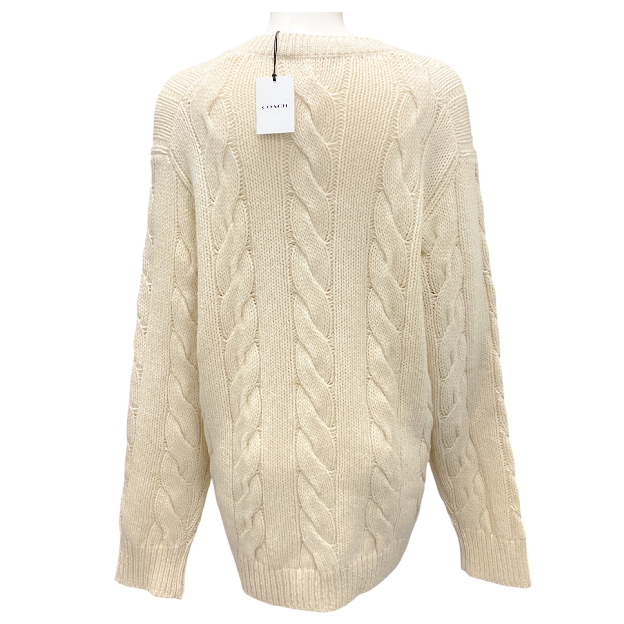 Coach Ivory Signature Sweater in Recycled Wool