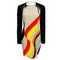 Load image into Gallery viewer, Emilio Pucci Black / Beige Multi Pucci Print Long Sleeved Crepe Dress with Lace Up Detail
