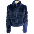 Load image into Gallery viewer, Linda Richards Blue Cropped Rabbit Fur Jacket
